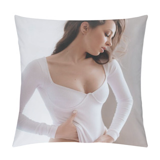 Personality  Girl In A Fashionable Color Combination Of Clothes. Natural Female Beauty. Pillow Covers
