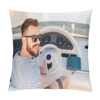 Personality  Young Man Driving Yacht Pillow Covers