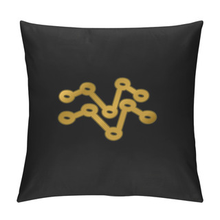 Personality  Analytics Hand Drawn Lines Gold Plated Metalic Icon Or Logo Vector Pillow Covers