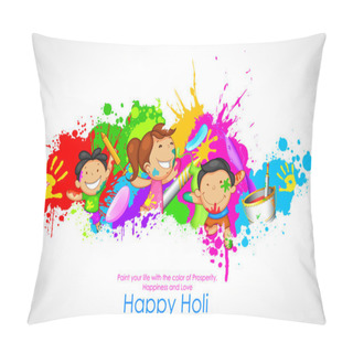 Personality  Kids Playing Holi Pillow Covers