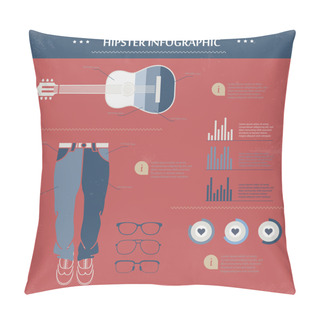 Personality  Hipster Infographic.  Vector Illustration Pillow Covers