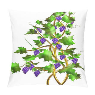 Personality  Shrub With Fresh Grapes And Leaves For Winemaking. Pillow Covers