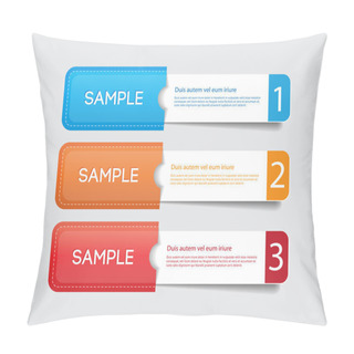 Personality  Three Vector Paper Tags - Labels - Banners In The Pockets, One Two Three Steps Pillow Covers