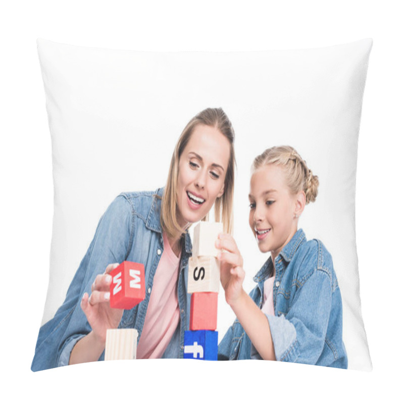 Personality  Family With Aphabet Blocks Pillow Covers