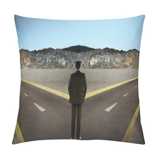 Personality  Asian Man Standing In The Middle Of Cross Road Pillow Covers