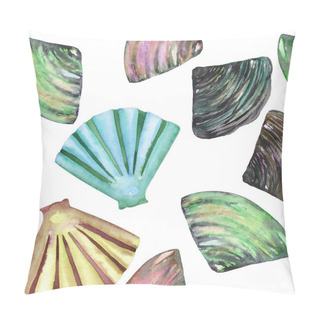 Personality  A Pattern With The Watercolor Shells And Mussels Pillow Covers
