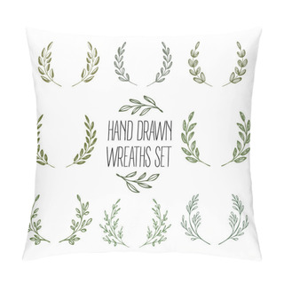 Personality  Set Of Hands Drawn Decorative Wreaths. Vector Illustration Pillow Covers