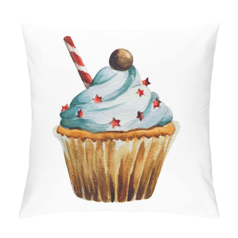 Personality  Watercolor Cupcake, Isolated  Pillow Covers