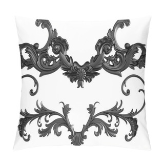 Personality  Black Ornament On A White Background. Isolated. 3D Illustration Pillow Covers