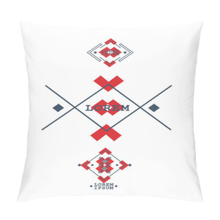 Personality Bohemian Style Graphic Design Vector Elements. Tribal Ethnic Aztec Motif In Black And Red Geometric Lines. Pillow Covers