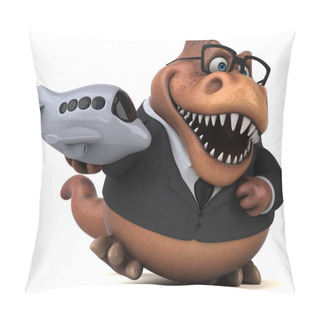 Personality  Funny Cartoon Character With  Plane  - 3D Illustration Pillow Covers
