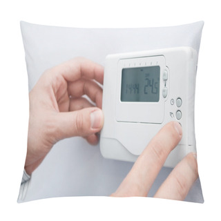 Personality  Modern Furnace Setting Panel. Depth Of Field On The Buttons Pillow Covers