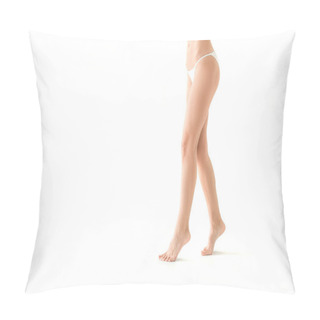 Personality  Cropped View Of Beautiful Girl Posing In White Bikini, Isolated On White With Copy Space Pillow Covers