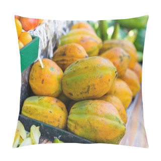Personality  Box Of Papayas On Market Pillow Covers
