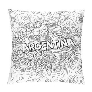 Personality  Argentina Hand Drawn Cartoon Doodles Illustration. Funny Design. Pillow Covers