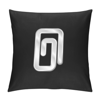 Personality  Attachment Paperclip Symbol Of Straight Lines With Rounded Angles Silver Plated Metallic Icon Pillow Covers