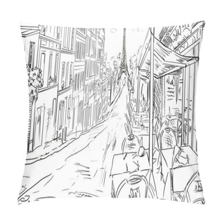 Personality  Street In Paris -sketch  Illustration  Pillow Covers