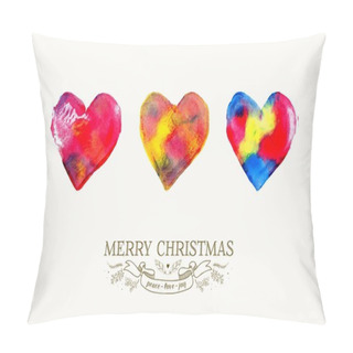 Personality  Merry Christmas Love Watercolor Vintage Card Pillow Covers