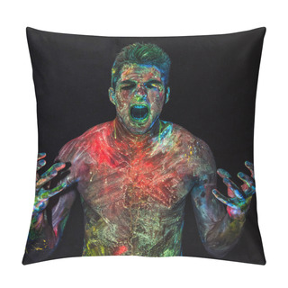 Personality  Colorful Man Screaming In Anger Pillow Covers