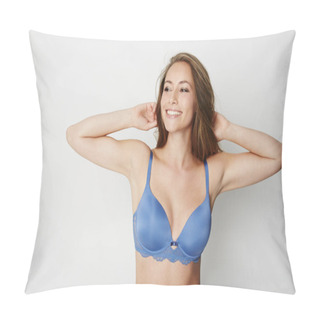 Personality  Stunning Woman In Blue Bra Pillow Covers