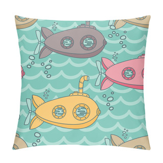 Personality  Seamless Pattern With Cute Vintage Submarines Pillow Covers