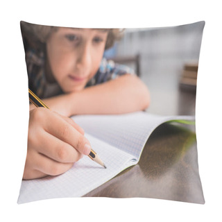 Personality  Kid Writing In Copybook Pillow Covers