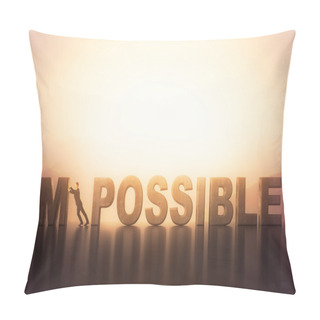 Personality  Businessman Pushing Impossible Text Pillow Covers