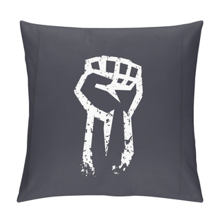Personality  Fist Held High, Protest Sign, Grunge White Silhouette Pillow Covers