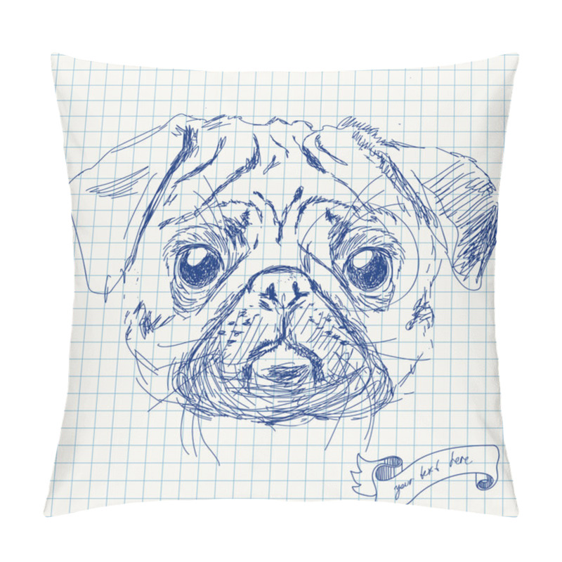 Personality  Vector illustration of pug dog head  pillow covers
