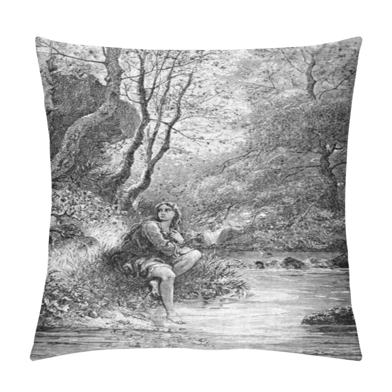 Personality  A Beautiful Young Woman, Dorotea, Disguised As A Boy Bathes Her Feet Pillow Covers