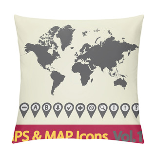 Personality  World Map Icon 1 Pillow Covers