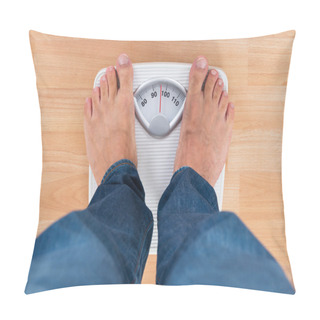 Personality  Man Standing On Weighing Scale Pillow Covers