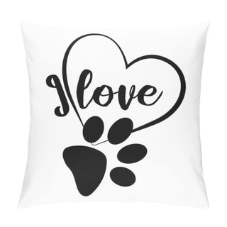 Personality  I Love, Heart, Paw, Art, Vector Illustration Pillow Covers