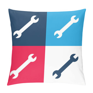 Personality  Adjustable Wrench Blue And Red Four Color Minimal Icon Set Pillow Covers