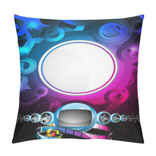 Personality  Abstract Vector Shiny Background With Speakers And Futuristic Television. Pillow Covers