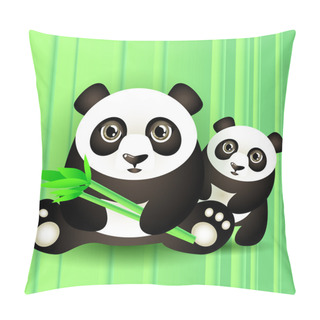 Personality  Two Cute Pandas. Vector Illustration. Pillow Covers
