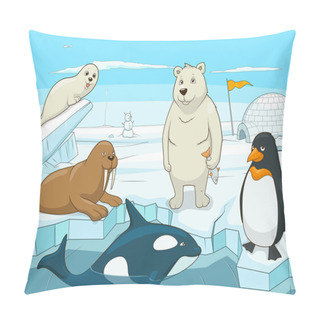 Personality  Arctic Animals Educational Game For Kids Vector Pillow Covers
