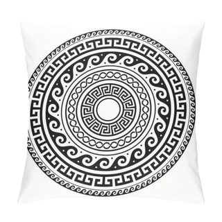 Personality  Ancient Greek Round Key Pattern - Meander Art, Mandala Black Shape Pillow Covers