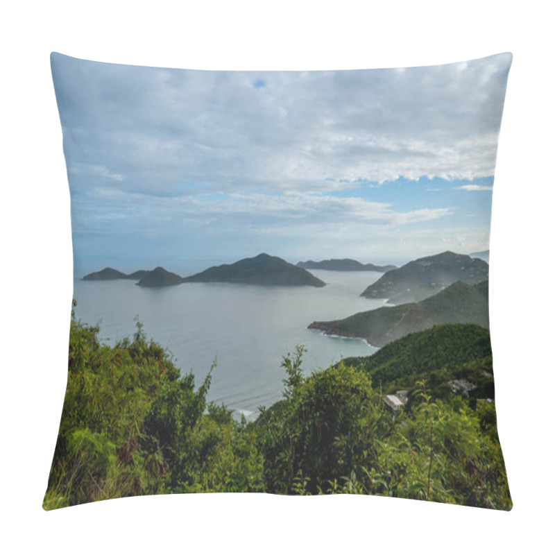 Personality  Tortola, in the British Virgin Islands, captivates with lush hills, white sand beaches, and vibrant homes, showcasing Caribbean charm amid stunning seascapes pillow covers