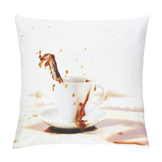 Personality  Cup Of Spilling Coffee Creating Beautiful Splash Pillow Covers