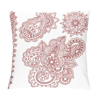 Personality  Henna Paisley Flower Doodle Vector Design Elements Pillow Covers