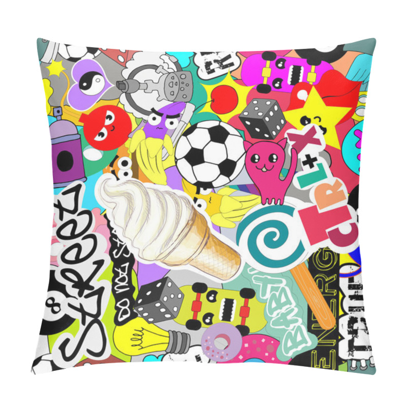 Personality  Colorful stickers background pillow covers