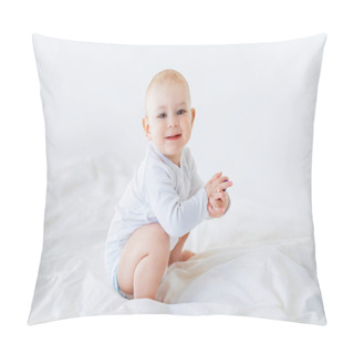 Personality  Baby Boy Sitting On Bed    Pillow Covers