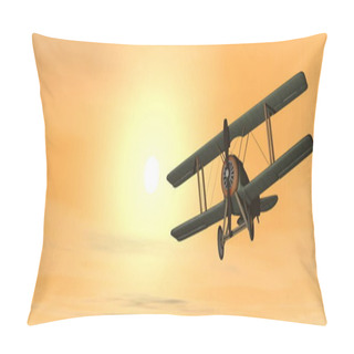 Personality  Old Retro Biplane Flying In The Sky - 3D Render Pillow Covers