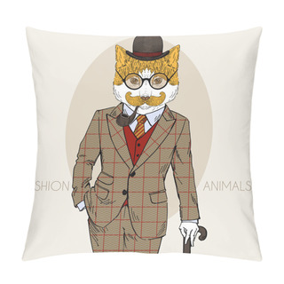 Personality  Dressed Up Cat, In Colors Pillow Covers