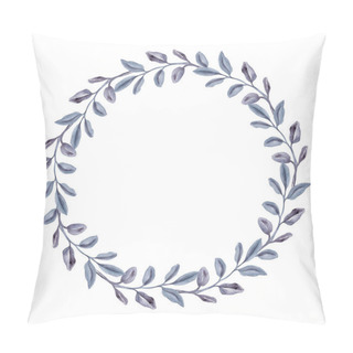 Personality  Watercolor Botanical Illustration, Laurel Wreath, Autumn Dried Leaves, Round Frame, Fall, Clip Art Isolated On White Background Pillow Covers