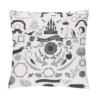 Personality  Set Of Fairy Tale Graphic Vector Elements Pillow Covers