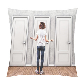 Personality  Girl Before A Doors Pillow Covers
