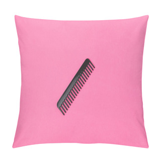 Personality  Top View Of One Black Comb, Isolated On Pink Pillow Covers