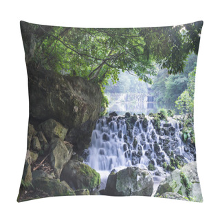 Personality  Small Waterfall With Stones At Chonjiyeon Long Exposure, Seogwipo, Jeju Island, South Korea Pillow Covers